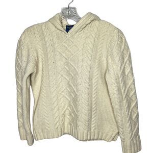 Paul James 100% Wool Fisherman Hooded Sweater. Size XS.
